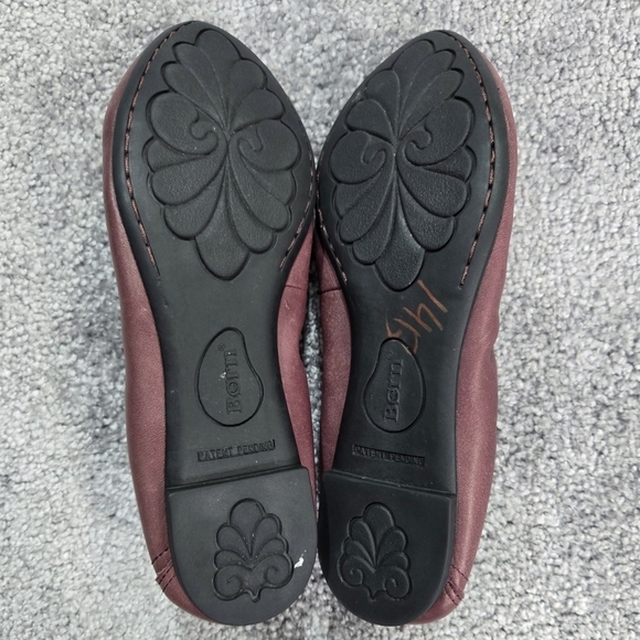 Born Rozalee Burgundy Leather Pointed Toe Ballet Flat Comfy Business Casual - Picture 6 of 11